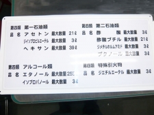 危険物の掲示板です。スチール製のパネルにカッティングシートを貼って仕上げてあります。